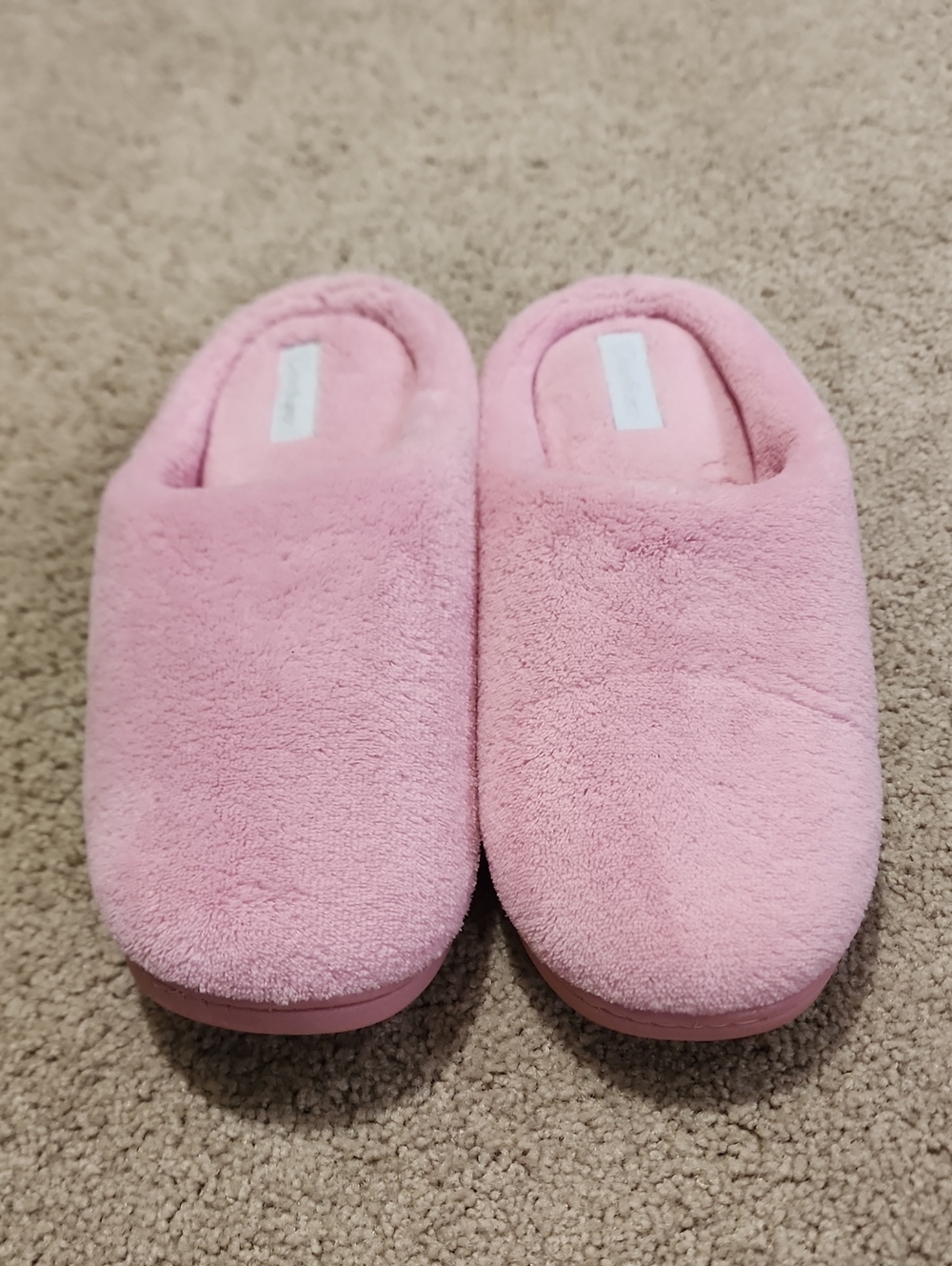 dearfoams Plush Slip-On Mule Slippers in Light Pink